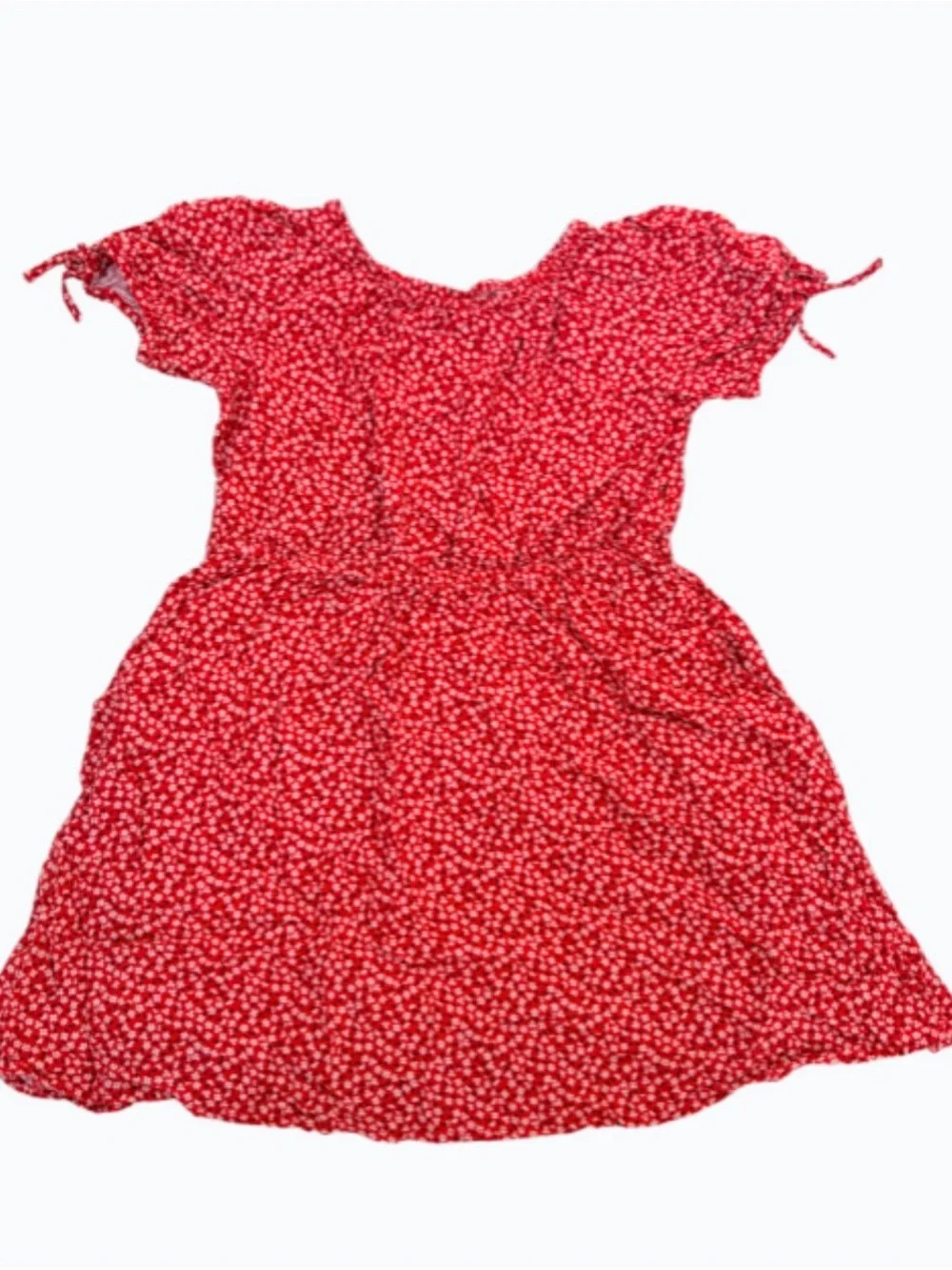 Cat & Jack Red Floral Short Sleeve Elastic Waist Dress - Lightweight, Boho